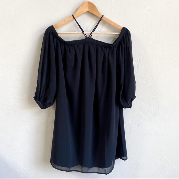 NWT Ann Taylor Black Halter Strap Off The Shoulder Dress - Picture 3 of 8